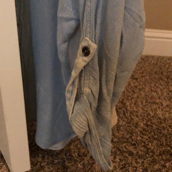 3/4 length sleeve blue tie dye pattern blouse - Picture 4 of 6